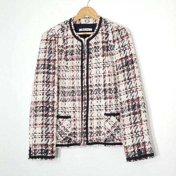 Nygard Collection Jackets & Blazers - Classic Nygard Wool Blend Womens Tweed Ivory Red & Black Blazer Jacket  Stylish